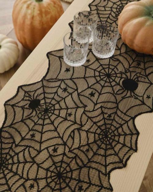 Spider Web Halloween Table Runner