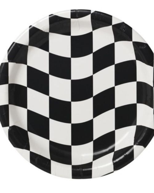 Black & White Check Dinner Plates – 8pk