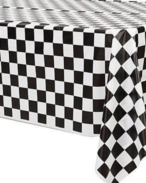 Black & White Check Plastic Tablecover