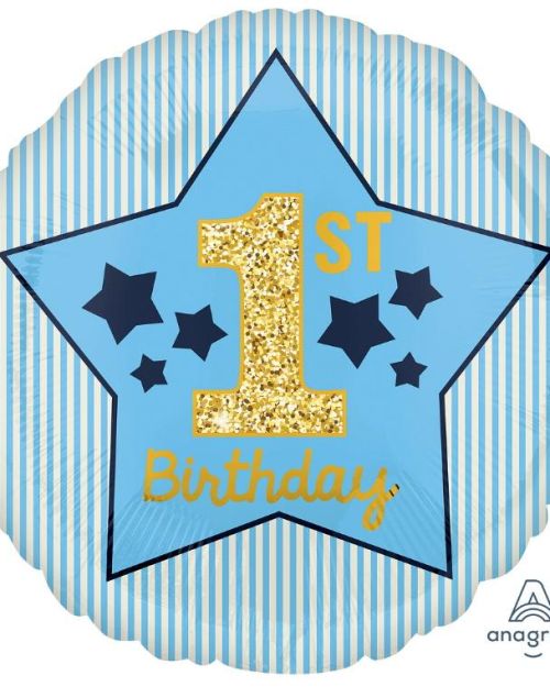 Blue 1st Birthday Foil Balloon