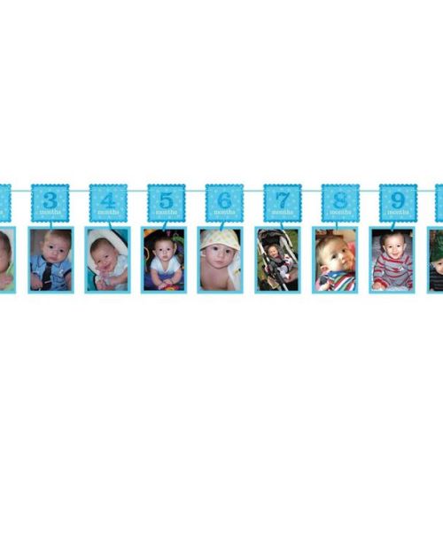 Blue 1st Birthday Photo Garland