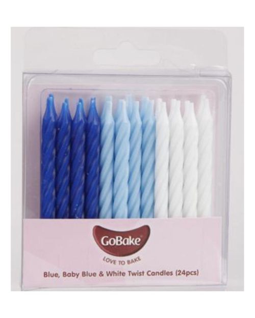 GoBake Twist Candles – Blue Assorted 24pk
