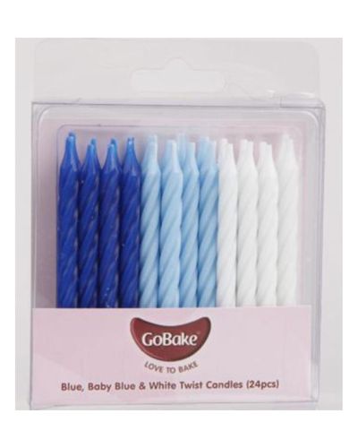 GoBake Twist Candles – Blue Assorted 24pk