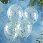Blue & Green Confetti Balloons 5pk