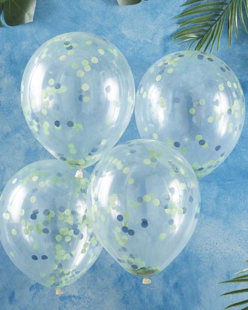 Blue & Green Confetti Balloons 5pk