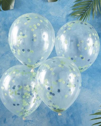 Blue & Green Confetti Balloons 5pk