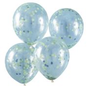 Blue & Green Confetti Balloons 5pk