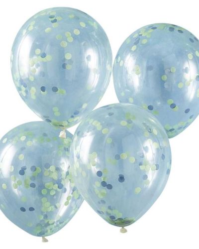 Blue & Green Confetti Balloons 5pk