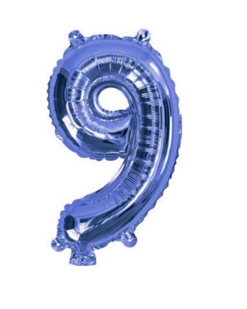 Mini Blue Foil Balloon – Number 9