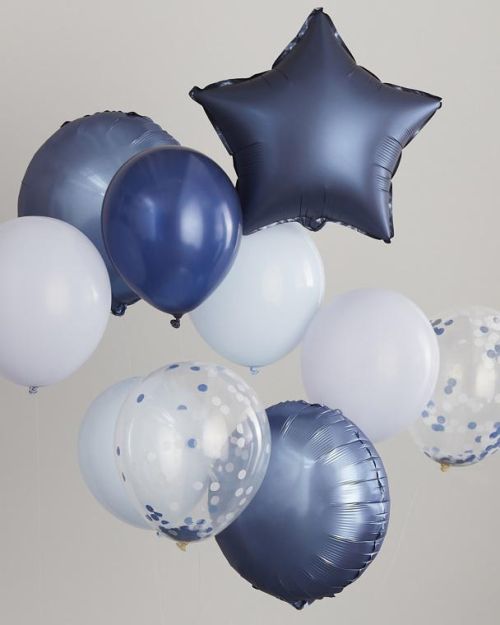 Blue, Navy & Confetti Balloon Bundle 10pk