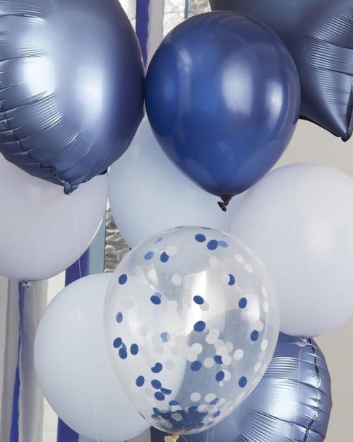 Blue, Navy & Confetti Balloon Bundle 10pk