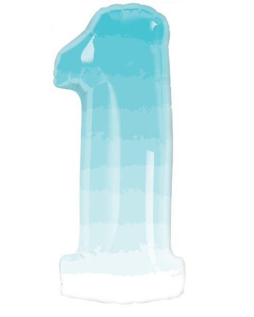 Blue Ombre Number 1 Foil Balloon