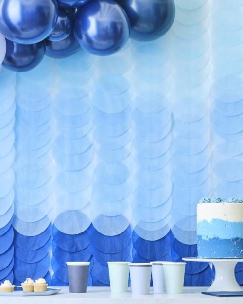 Blue Ombre Tissue Disc Party Backdrop