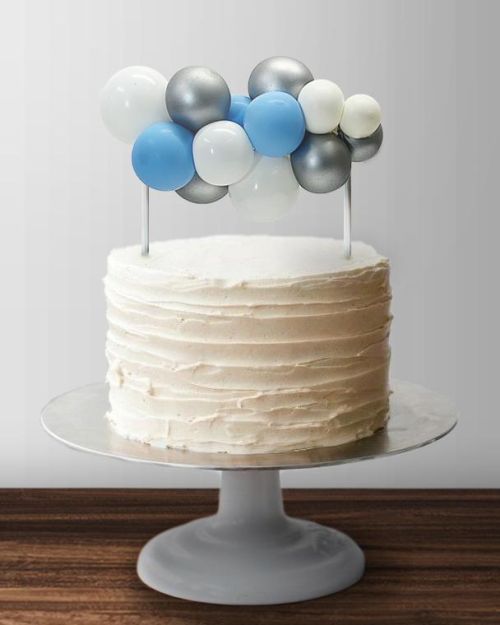Balloon Garland Cake Topper – Blue & Silver