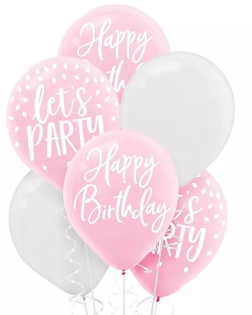 Blush Birthday Balloons 15pk