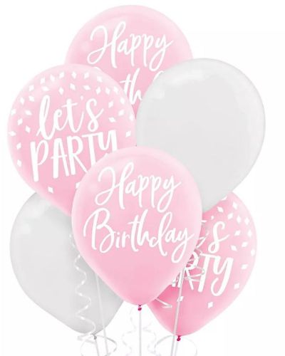 Blush Birthday Balloons 15pk