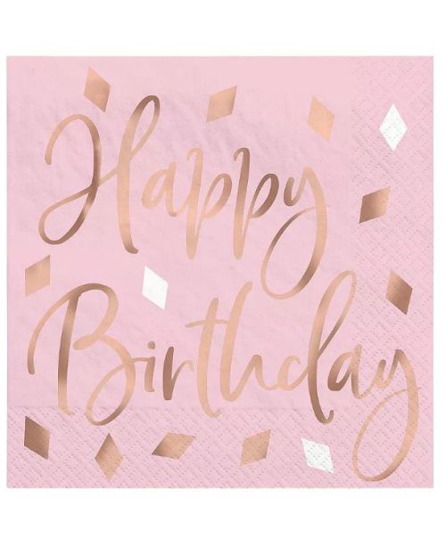 Blush Birthday Beverage Napkins 16pk