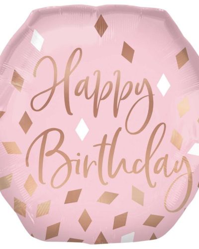 Blush Birthday Hexagon Foil Balloon