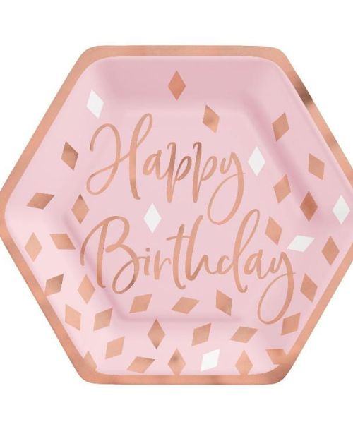 Blush Birthday Lunch Plates 8pk