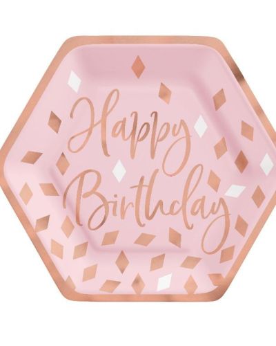 Blush Birthday Lunch Plates 8pk
