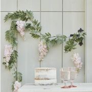Blush Pink & Green Wisteria Foliage Garland
