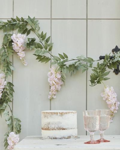 Blush Pink & Green Wisteria Foliage Garland