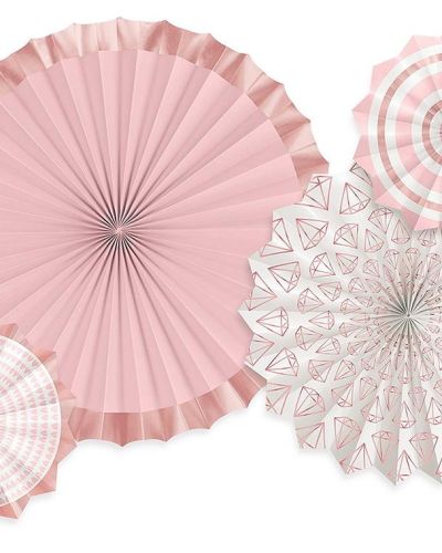 Blush Pink & Rose Gold Paper Fans 4pk