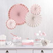 Blush Pink & Rose Gold Paper Fans 4pk