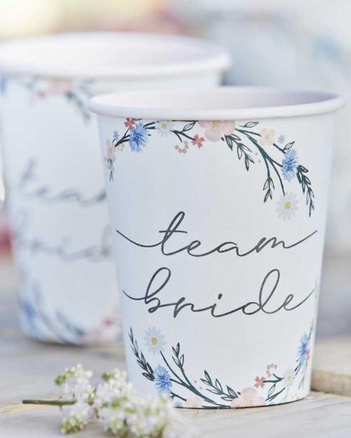 Boho Floral Team Bride Cups 8pk