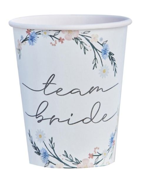 Boho Floral Team Bride Cups 8pk
