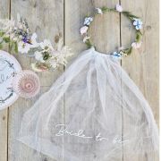 Boho Floral Bride to Be Crown & Veil