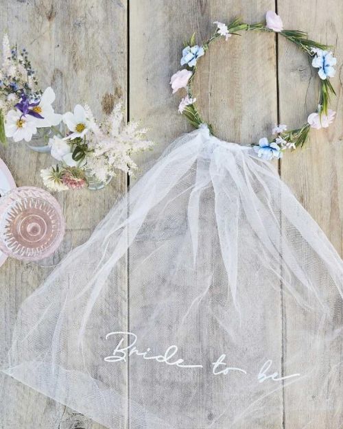 Boho Floral Bride to Be Crown & Veil