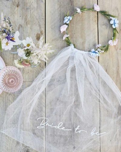 Boho Floral Bride to Be Crown & Veil