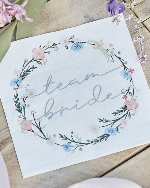 Boho Floral Team Bride Napkins 16pk