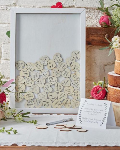 Hearts Drop Top Frame Guest Book Alternative