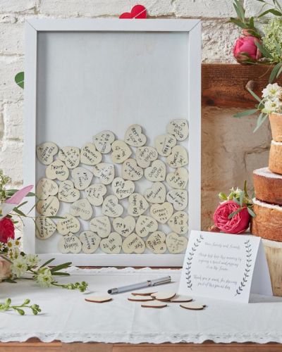 Hearts Drop Top Frame Guest Book Alternative