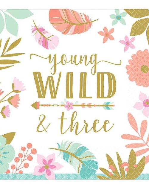 Boho Girl 3rd Birthday Lunch Napkins 16pk