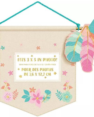 Boho Girl Canvas Banner with Photo Holder