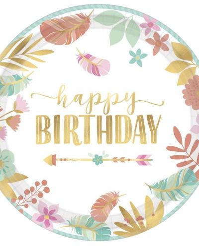 Boho Girl Dinner Plates 8pk