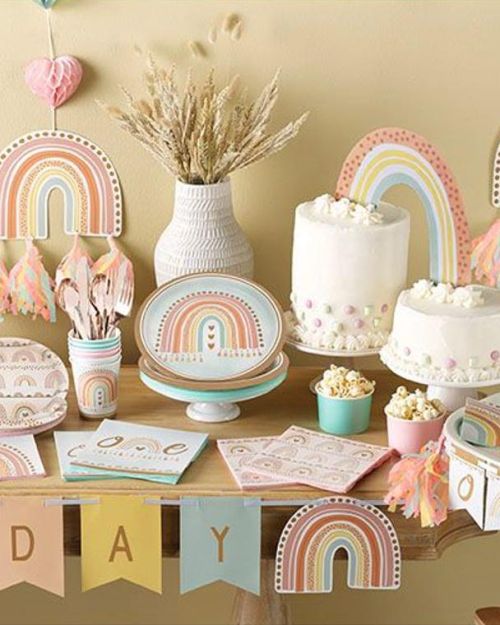 Boho Rainbow Pennant Banner with Tassels