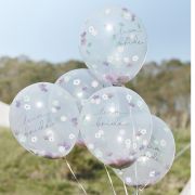 Boho Floral Team Bride Confetti Balloons 5pk