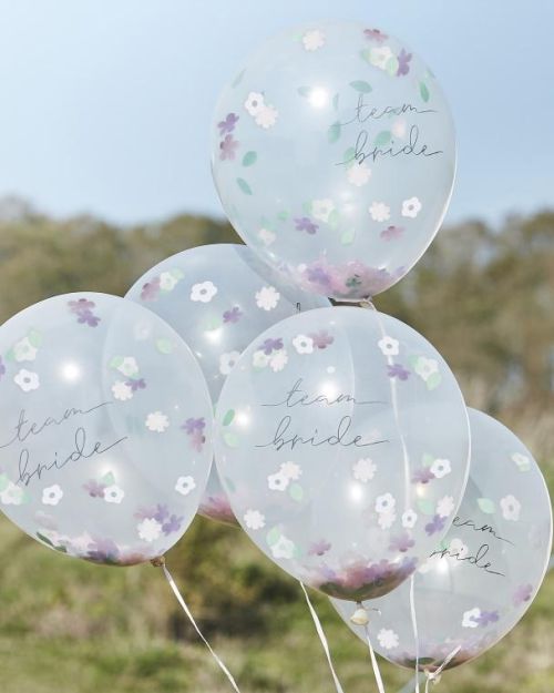 Boho Floral Team Bride Confetti Balloons 5pk