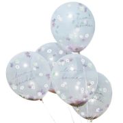 Boho Floral Team Bride Confetti Balloons 5pk
