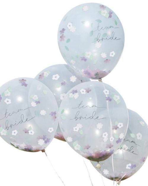 Boho Floral Team Bride Confetti Balloons 5pk
