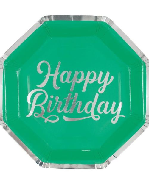 Bold Birthday Green Happy Birthday Plates 8pk