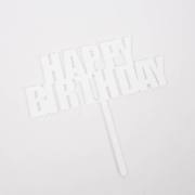 Bold Happy Birthday Topper – White