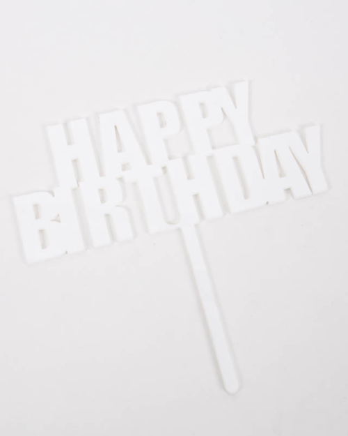Bold Happy Birthday Topper – White