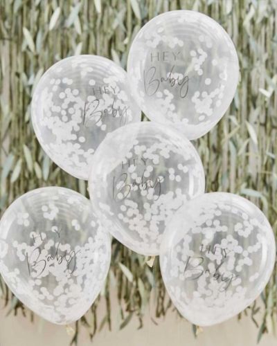 Hey Baby Confetti Balloons 5pk