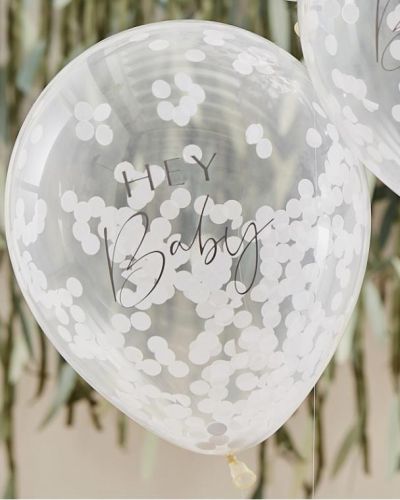 Hey Baby Confetti Balloons 5pk