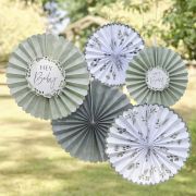 Botanical Baby Paper Fan Decorations 5pk